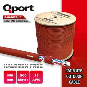 Qport Q-CATO2RHF 500 mt Cat6 Outdoor LSZH Turuncu 23 AWG 0.58 mm Halogen Free Kablo