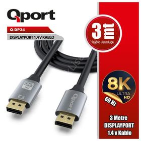 Qport Q-DP34 3 mt Display Port Kablo