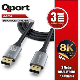 Qport Q-DP34 3 mt Display Port Kablo
