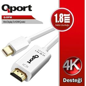 Qport Q-DPM 1.8 mt Mini Displayport to Çevirici HDMI Kablo
