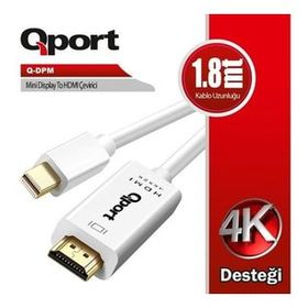 Qport Q-DPM 1.8 mt Mini Displayport to Çevirici HDMI Kablo