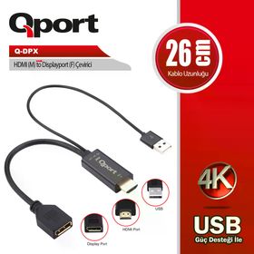 Qport Q-DPX HDMI to Displayport Çevirici