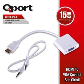 Qport Q-HD-VGJ HDMI to VGA Ses Girişli Çevirici