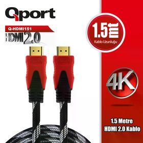 Qport Q-HDMI151 Altın Uçlu 1.5 mt 4K 2.0 HDMI Kablo