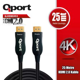 Qport Q-HDMI253 25 mt 2.0 Versiyon 4K 60 HZ Yönlü HDMI Kablo