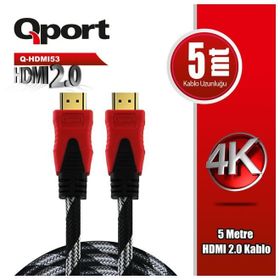 Qport Q-HDMI53 Altın Uçlu 5 mt 4K 2.0 HDMI Kablo