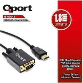 Qport Q-HVG18 HDMI to VGA 1.8 m Çevirici Kablo