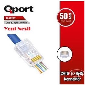 Qport Q-J600Y Cat6 50 Adet EZ-RJ45 Yeni Nesil Konnektör