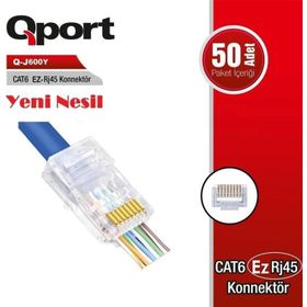 Qport Q-J600Y Cat6 50 Adet EZ-RJ45 Yeni Nesil Konnektör