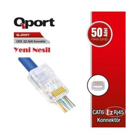 Qport Q-J600Y Cat6 50 Adet EZ-RJ45 Yeni Nesil Konnektör