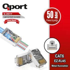 Qport Q-J601y Cat6 50 Lik Paket Ez-Rj45 Metal Yeni Nesil Konnektör