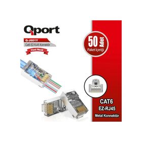 Qport Q-J601y Cat6 50 Lik Paket Ez-Rj45 Metal Yeni Nesil Konnektör