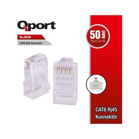 Qport Q-J650 50'li Paket CAT6 RJ-45 Konnektör