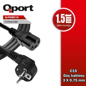 Qport Q-POWC15 1.5 mt C15 Power Güç Kablosu