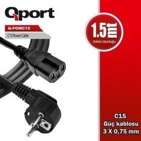 Qport Q-POWC15 1.5 mt C15 Power Güç Kablosu