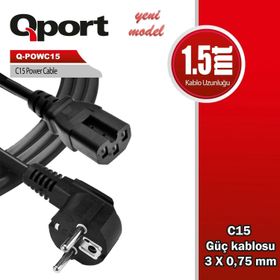 Qport Q-POWC15 1.5 mt C15 Power Güç Kablosu