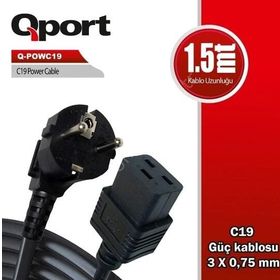 Qport Q-POWC19 1.5 m C19 Power Güç Kablosu