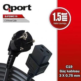 Qport Q-POWC19 1.5 m C19 Power Güç Kablosu