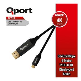 Qport Q-THD Type-C to Display Port 2 mt Çevirici