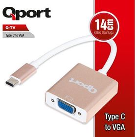 Qport Q-TV Type-C M TO VGA F 1920x1080P 60Hz Çevirici Adaptör