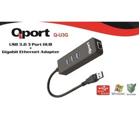 Qport Q-U3G Usb To USB3.0 Çoklayıcı + Ethernet