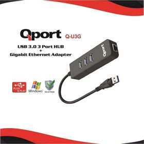 Qport Q-U3G Usb To USB3.0 Çoklayıcı + Ethernet