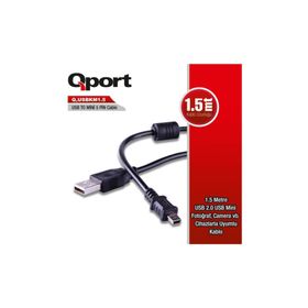 Qport Q-USBKM1.5 1.5 mt 5 Pin Kamera USB 2.0 Şarj Data Kablosu