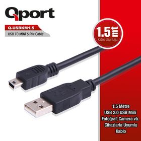 Qport Q-USBKM1.5 1.5 mt 5 Pin Kamera USB 2.0 Şarj Data Kablosu
