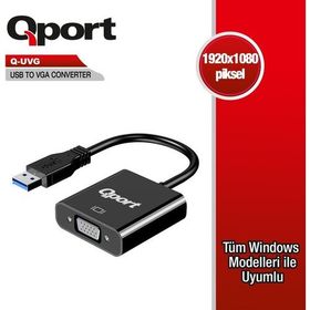 Qport Q-uvg 16 cm Usb-Vga Çevirici