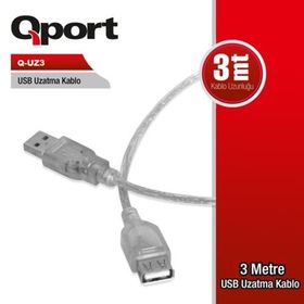 Qport Q-UZ3 3 m USB 2.0 Uzatma Kablosu