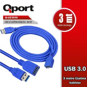 Qport Q-UZ3030 3 m 3.0 USB Uzatma Kablosu