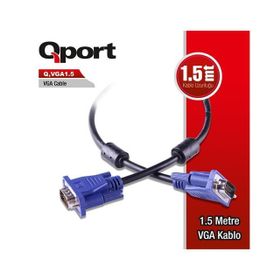 Qport Q-VGA1.5 1.5 mt 15 Pin Fitreli VGA Kablo