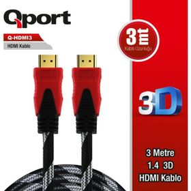 Qport QHDMI3 3 mt 1.4 V Altın Uçlu HDMI Kablo