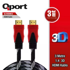 Qport QHDMI3 3 mt 1.4 V Altın Uçlu HDMI Kablo