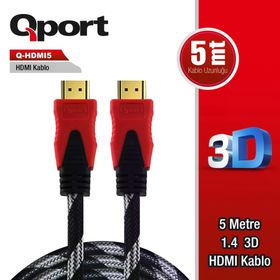 Qport QHDMI5 5 mt 1.4 V Altın Uçlu HDMI Kablo