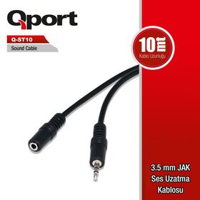 Qport QST-10 3.5 mm Jak 10 m Ses Uzatma Kablo