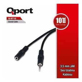 Qport QST-10 3.5 mm Jak 10 m Ses Uzatma Kablo