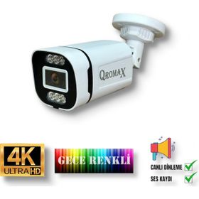 Qromax 4386WS Gece Renkli Gösteren Sesli 6 Warm Ledli 4K Full HD IP Güvenlik Kamerası