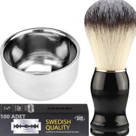 Qualis Shave F8 Tıraş Fırçası + Kase + 100 Adet Platinum Yaprak Jilet