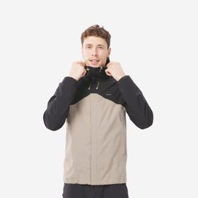 Quechua MH100 Bej Siyah Erkek Outdoor Yağmurluk