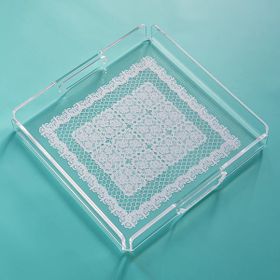 Queen Bee İstanbul QB333300 33x33 CM Dantel Desenli Pleksi Tepsi