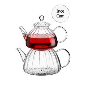 Queen’s Kitchen BLS-MLN-10233-CYD03 Borasilikat Cam Büyük Çaydanlık Takımı