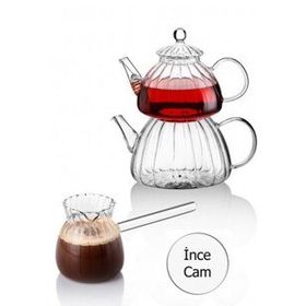 Queen's Kitchen Borasilikat Cam Çaydanlık ve Cam Cezve Seti