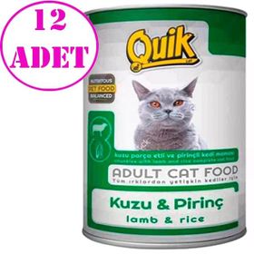 Quik 12x415 gr Kuzu Etli ve Pirinçli Yetişkin Kedi Konservesi