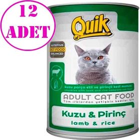 Quik 12x415 gr Kuzu Etli ve Pirinçli Yetişkin Kedi Konservesi