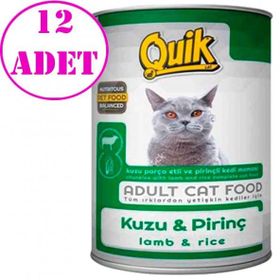 Quik 12x415 gr Kuzu Etli ve Pirinçli Yetişkin Kedi Konservesi