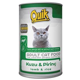 Quik 12x415 gr Kuzu Etli ve Pirinçli Yetişkin Konserve Kedi Maması