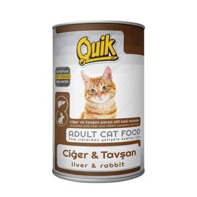 Quik 415 gr Parça Etli Ciğer ve Tavşan Etli Yetişkin Kedi Konservesi