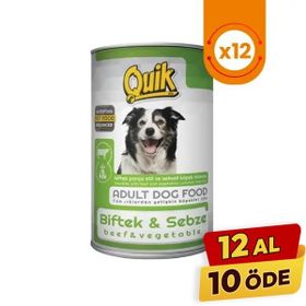 Quik Biftek ve Sebzeli 12x415 gr Köpek Konserve Maması