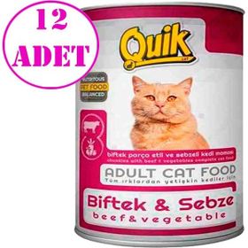 Quik Biftekli ve Sebzeli 12x415 gr Yetişkin Kedi Konservesi